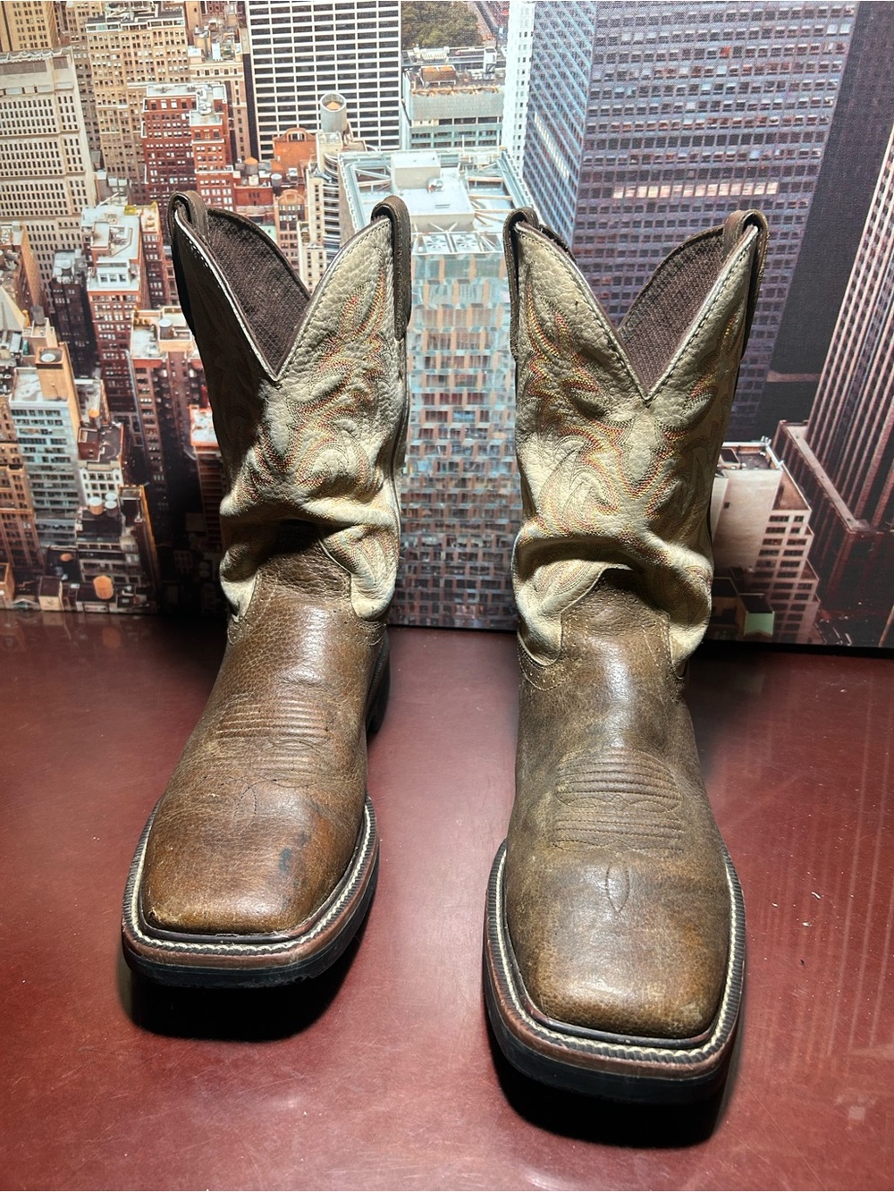Justin Men's Brown Leather Cowboy Boots - Classic Western sz 10 D